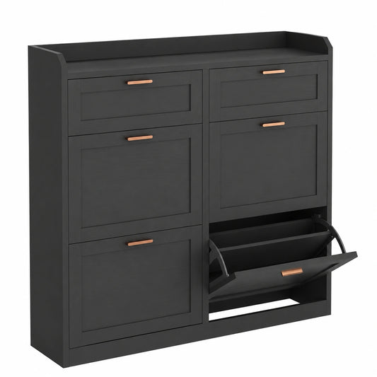 armoire-a-chaussures-avec-tiroirs-rabattables-et-cloisons-reglables-1624-paires-noir-abmjeqo808lp